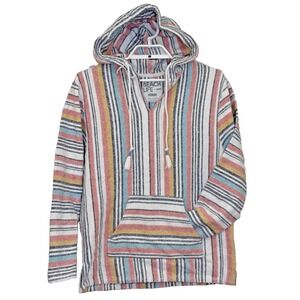 Beach Life by Ladrft Hoodie Sweatshirt Size Medium Baja Cali 100% Cotton Striped